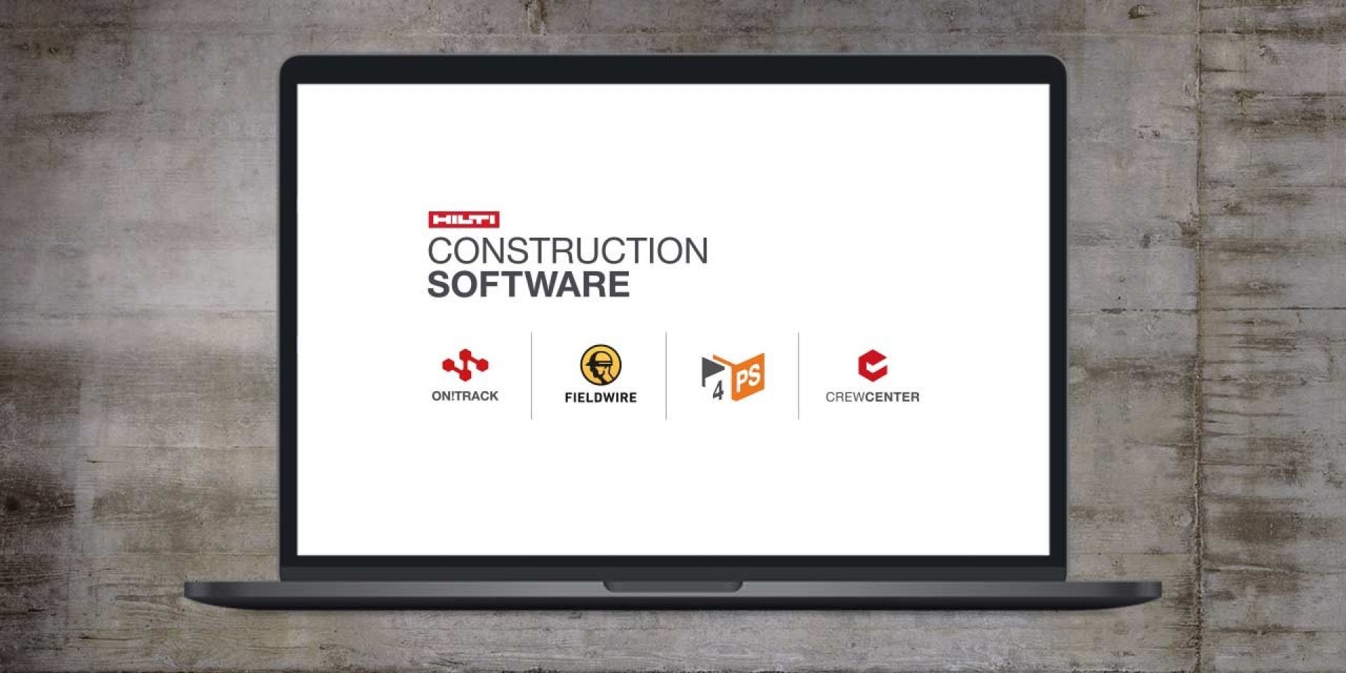 Hilti Construction Software Logos auf einem Laptop Bildschirm